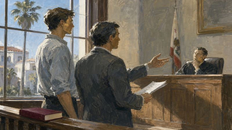 Advocate addressing a judge in courtroom over unpaid wages in California judgment enforcement